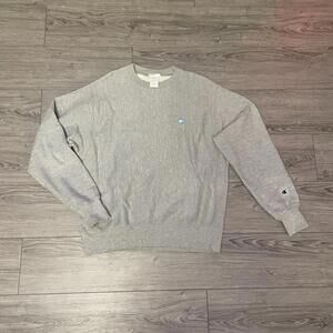 Champion Spellout Reverse Weave Grey Pullover Men sweatshirt Medium
